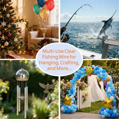 Aboda Clear Fishing Line 0.2-1 mm, Strong Invisible Nylon Fishing Wire 8-100 lb Test Includes Crimp Sleeves, Clear String for Hanging Decorations Balloons Garlands Beading Crafts & Jewelry - size: 0.8 mm, 656 ft, 80lb
