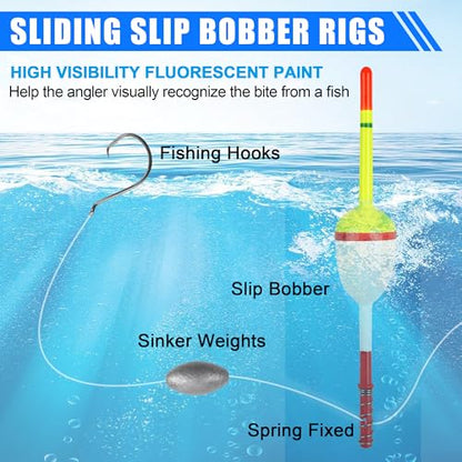 Fishing Bobbers Floats,Wood Slip Bobber Fishing Spring Oval Stick Slip Balsa Bobber for Crappie Catfish Trout Panfish Walleyes Fishing Tackle Accessories - color: 1.57in X 0.91in X 5.63in - 10pcs