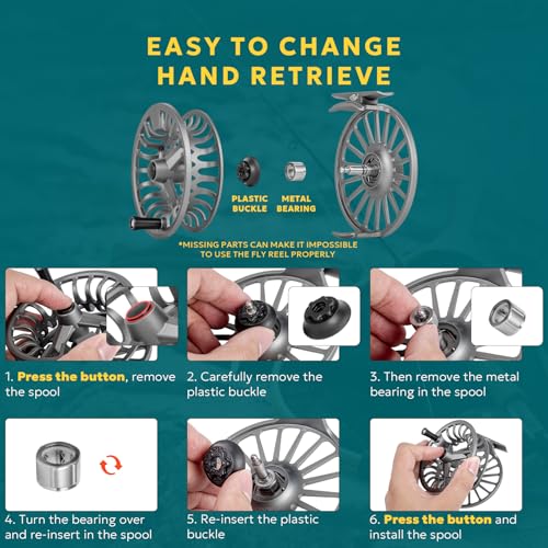 SF SF-003 Fly Fishing Reel for Fly Fishing with Aluminum Alloy Body, Easy Spool Change for Freshwater