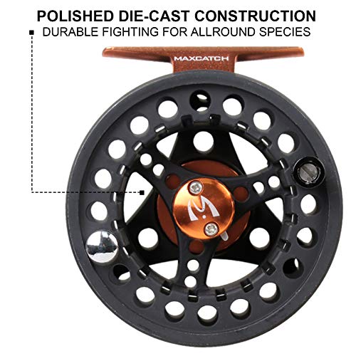 M MAXIMUMCATCH Maxcatch ECO Large Arbor Fly Fishing Reel (3/4wt 5/6wt 7/8wt) and Pre-Loaded Fly Reel with Line Combo - color: Black (Without Line), size: 3/4 weight