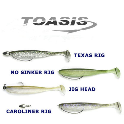 Toasis Fishing Soft Plastics Paddle Tail Swimbait Bass Trout Fishing Lures 2.8-inch Pack of 60 - color: Black