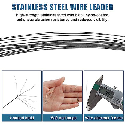 Fishing Leaders Saltwater,60pcs Stainless Steel Wire Leaders with Swivels Snap High Strength Fishing Line Leader for Connect Fishing Tackle Lure Bait Rig Hooks,6/8/10inch - color: Silver - 60pcs (6"+8"+10")
