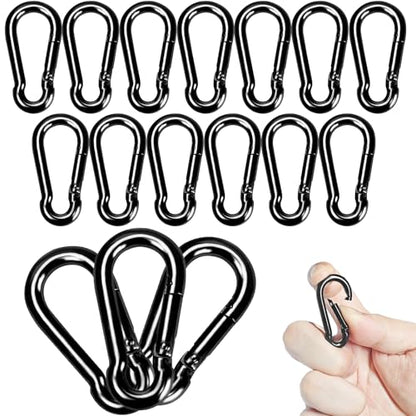 Carabiner Clips Black Twours Spring Snap Hooks Small Carabiners Heavy Duty Galvanized Steel Quick Links for Rust-Resistant Keychain Clips Outdoor Hiking Camping Hammock Fishing 1.56" 1.97" 2.36" 3.15" - size: 1.57inch(M4)--16pcs