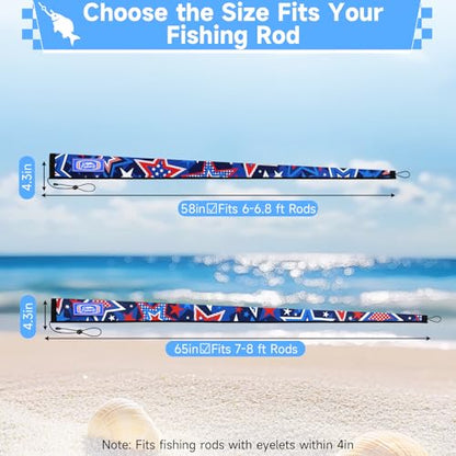 AZETIO Fishing Rod Socks, Neoprene Rod Sleeves Cover for Casting, Trolling, Spinning Poles - Lightproof Fishing Pole Sleeves with Hanging Loop & Lanyard - Fishing Rod Accessories (58in, 3 Patterns, B) : Sports & Outdoors