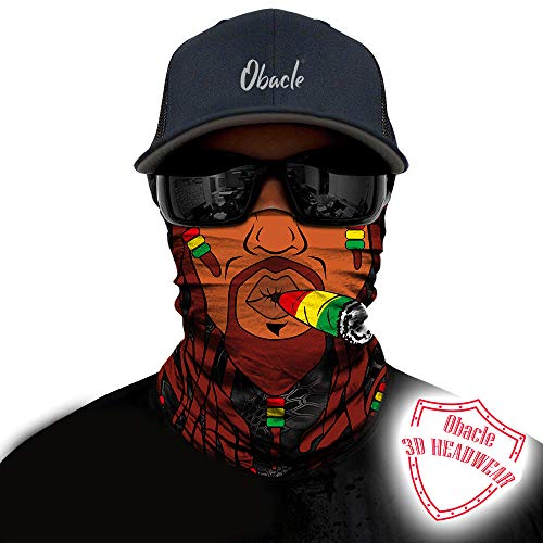 Obacle Bandana Face Mask Neck Gaiter Tube Mask Men Women for Sun Dust Protection - color: Brown Sharp Face With Colorful Cigar