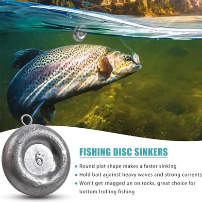 Disc Sinkers Fishing Weights Coin Sinkers Saltwater Surf Fishing Weights Bottom Fishing Drifting Trolling Catfishing Fishing Sinkers Weights Saltwater Tackle 1oz 2oz 3oz 4oz 5oz 6oz 8oz - style: 1oz-8pcs