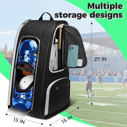 YOREPEK Football Bag Backpack for Youth with Shoe Pocket for Training Day | Football Equipment Bag Fits All Gear, Insulated Pocket, Padded Straps for Comfortable Carry, Players Practice Game Day