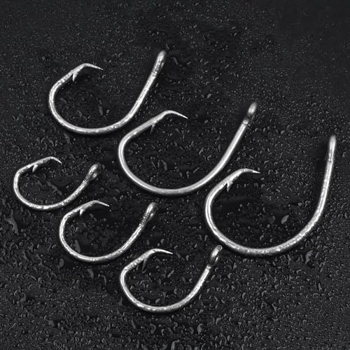 SILANON Circle Hooks Saltwater, 35pcs Stainless Steel Fishing Hooks Wide Gap Tuna Hooks Big Game Short Shank for Bass Catfish Bluegill - size: 5/0-35pcs