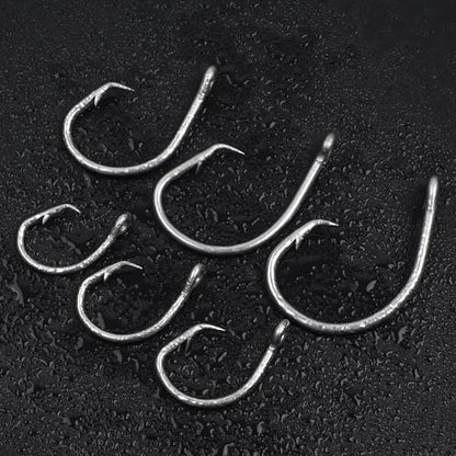 SILANON Circle Hooks Saltwater, 35pcs Stainless Steel Fishing Hooks Wide Gap Tuna Hooks Big Game Short Shank for Bass Catfish Bluegill - size: 5/0-35pcs