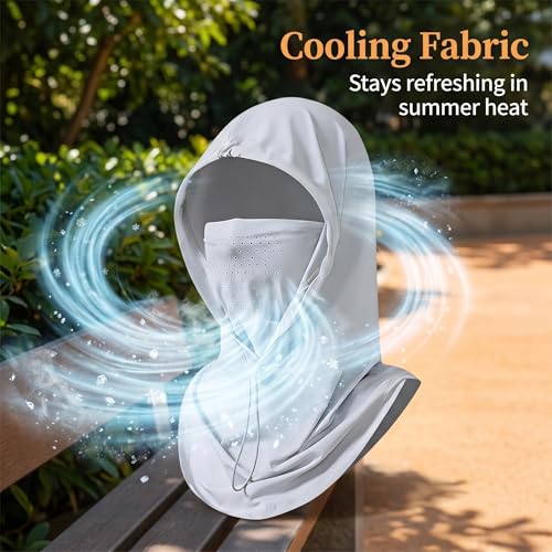 Cooling Balaclava Face Mask Sun UV Protection Hood Full Head Mask Face Cover with Breathable Holes for Cycling Fishing - color: White