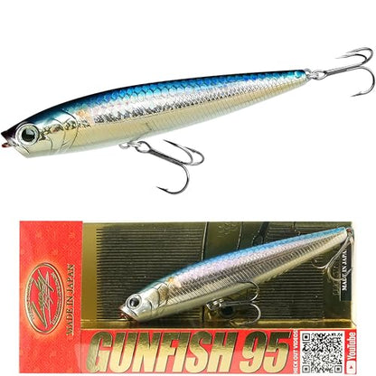 LUCKY CRAFT Gunfish 95NF Top Water Bass Fishing Lures, 4” Floating Lure with Cupped Mouth, Freshwater Trout and Bass Lures Fishing Gear, Accessories for Tackle Box - color: 270 MS American Shad