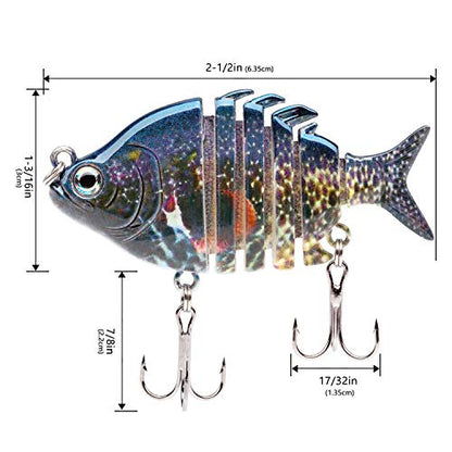 Bassdash SwimPanfish 0.34oz Hard Swimbaits Multi Jointed Topwater Trout Bass Fishing Crank Lure for Freshwater and Saltwater - color: Pumpkinseed