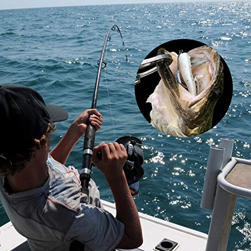 25 Pcs/Box Weighted Swimbait Hooks, Weighted Fishing Hooks Saltwater Worm Weedless Hooks for Bass Fishing Mixed 5 Size 1/0 2/0 3/0 4/0 5/0