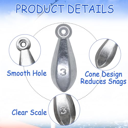 Fishing Weights Sinkers Bullet Fishing Weights Sinkers Ocean Saltwater | Surf Fishing Gear Fishing Assortment 1oz 2oz 3oz 4oz - size: 2oz-9pcs