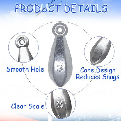 Fishing Weights Sinkers Bullet Fishing Weights Sinkers Ocean Saltwater | Surf Fishing Gear Fishing Assortment 1oz 2oz 3oz 4oz - size: 2oz-9pcs