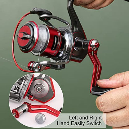 TRUSCEND Spinning Fishing Reel, Aviation Metal Material Body Reels, Industrial Durable-Strength, High Speed & Stability, Ultra-Light & Powerful, Smoother & Durable, Saltwater Freshwater Fishing Gear - color: B2-Red-3000
