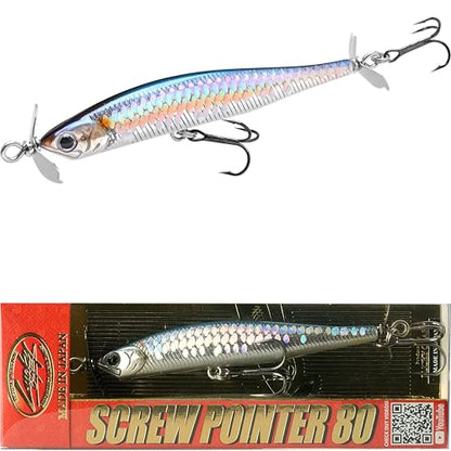 LUCKY CRAFT Screw Pointer 80 Fishing Lures for Bass, Smallmouth, Walleye, Rhymthic Action Spy Bait, Slow Sinking to 10ft Depth, Freshwater Fishing Gear and Tackle Accessories - color: 270 MS American Shad