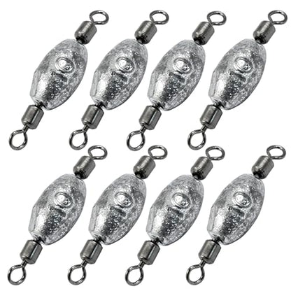 Uenhoy Fishing Weights Inline Trolling Fishing Sinker Tackle with Inner Swivels, Oval Drop Casting Fishing Weight Sinkers - size: 3/8 oz, 20pcs