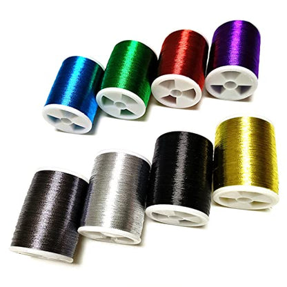 (8pcs*240yd) Kalavarma Rod Wrapping Thread for Fishing Rod Wrapping Thread Rod Building Repair - style: Metallic klm011