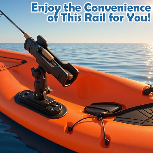 2 Pcs Kayak Rail Mount Track, Inflatable Boat Sup Low Profile Marine Nylon Track for Fishing Rod Holder Cup Holder, Kayak Rail Accessories Gear Mounting for Paddle Holders Finder Anchor Cleats