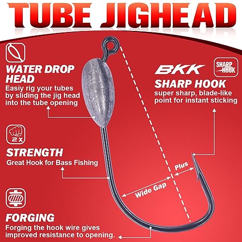 XFISHMAN-Tube-Jig-Heads-for-Bass-Fishing-Tube-Bait-Hooks 1/16oz 1/8oz 3/16oz 1/4oz (12-Pack) - color: 4/0 Hooks, size: 1/8oz (12-Pack)