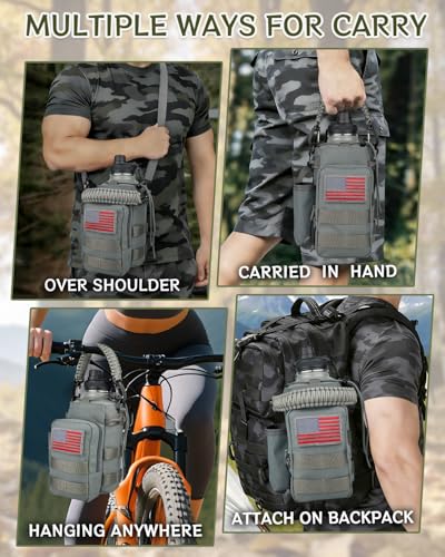 COOLYARD Water Bottle Holder with Strap Crossbody Sling Carrier Bag with Phone Pocket Molle Tactical Pouch for Walking Hiking Camping Gym Travel - color: Gray