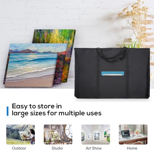 JJRING Dacron Light Weight Art Portfolio Tote Bag, 25'' x 37'' for 24'' x36'' Black Carrying Storage Case For Poster, Sketching, and Drawing - size: 24''*36''