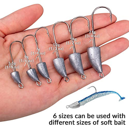 THKFISH Weedless Swimbait Jig Heads for Bass Fishing, Weighted Texas Rig Hook Fishing Hooks Saltwater Freshwater 1/8 oz, 1/6 oz, 1/4 oz, 3/8 oz, 1/2 oz,3/4 oz - color: Silver A, size: 14g(1/2 oz)-10pcs
