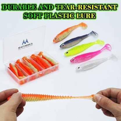 MAFIMOEA 40/30/25Pcs Paddle Tail Swim Baits Lures Fishing Soft Plastic Lure Kit for Bass Trout Walleye Crappie 6.5cm 7.5cm 10.5cm - color: Blue, size: 2.55IN/6.5CM - 40PCS