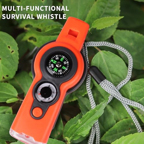 Emergency Survival Function Whistle, Outdoor Multifunctional Tool Safety Whistle with Lanyard, Ideal for Kayaking, Boating, Hiking, Camping, Climbing, Hunting, Fishing, Rescue Signaling - color: Orange