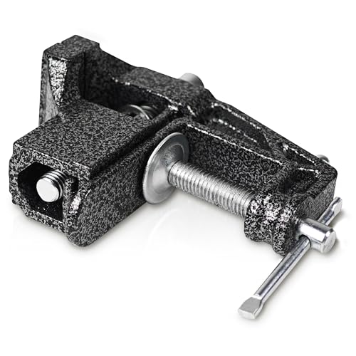 Mini Bench Vise and Fishing Hook Sharpener, Small Jeweler Table Clamp Small Hobby Bench Vice, Craft Repair Tool Portable Table Vise for Woodworking, Drilling, Metalworking, and Sawing