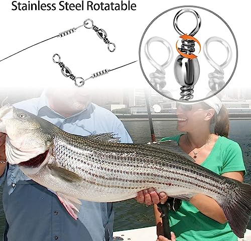 Saltwater Steel Circle Hook Rigs,Octopus Offset Fishing Hooks Leader Wire for Catfish Bass - size: 1/0-24pcs
