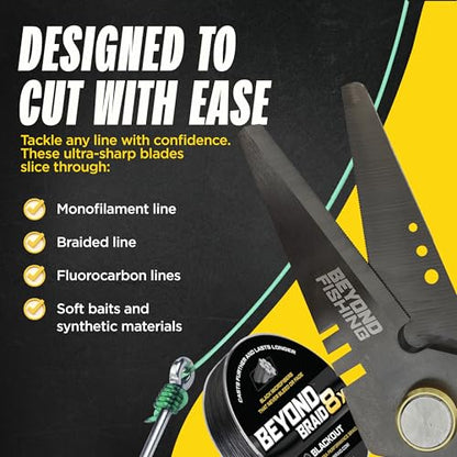Beyond Fishing 6.5" Pro Fishing Shears Dual Serrated Blades, Fishing Braided Line Scissors with Titanium Coating, Non-Slip Grip & Multifunction Tool, Includes Hard Molded Locking Sheath - color: Pro - Pink