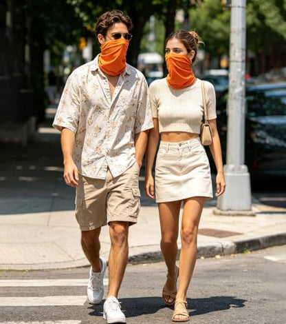 Fishing Neck Gaiter, Sun Protection Face Mask, Cooling Neck Shield Scarf Cycling Balaclava Bandana for Men and Women - color: Orange Pack