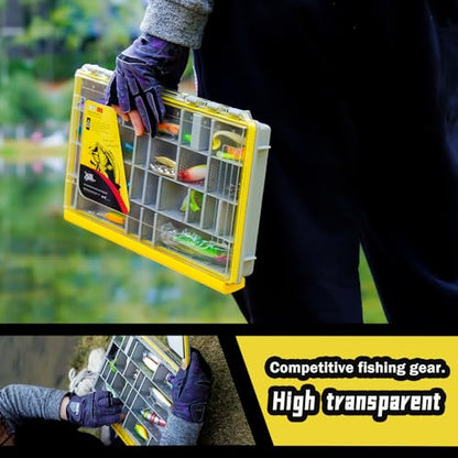 Deluxe Fishing Tackle Box, Waterproof 3600 and 3700 Tackle Trays, Organizer with Removable Dividers, Sealed Lure Box and Terminal Tackle Storage (2, 3600 Yellow) - color: 3600 Yellow 2 packs