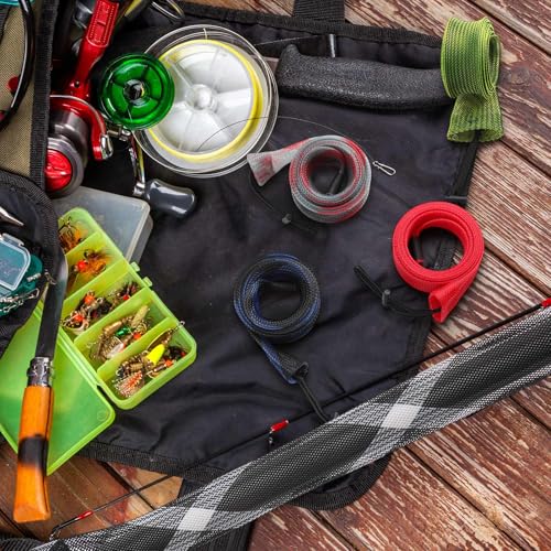 Woanger Lengthen Fishing Rod Sleeve Socks Covers Braided Mesh Rod Protector Fishing Tools Accessories for Bait Casting Sea - size: 83 x 0.12"