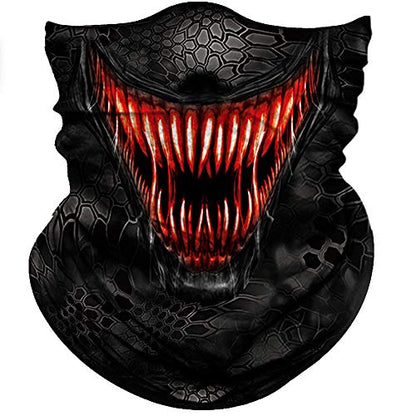 Obacle Bandana Face Mask Neck Gaiter Tube Mask Men Women for Sun Dust Protection - color: Teeth Red Black Face Mask