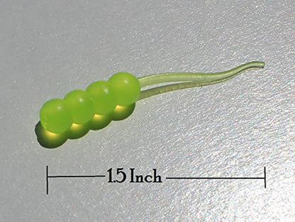 Dancing Waxie 1.5 Inch Panfish/Crappie/Perch Bait - 40 Pack - Scented - color: Chartreuse Glow