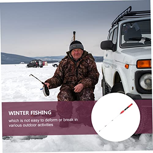 POPETPOP Portable Ice Fishing Rod Lightweight Short Winter Fishing Pole Metal Lure