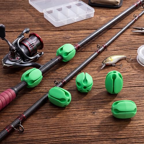 30 Pieces Silicone Fishing Rod Holder Straps Portable Fishing Rod Fixed Ball Rubber 5 Hole Lightweight Tackle Ball for Fish Enthusiasts Portable Fixed Straps Rubber - color: Green