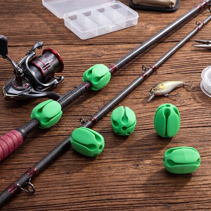30 Pieces Silicone Fishing Rod Holder Straps Portable Fishing Rod Fixed Ball Rubber 5 Hole Lightweight Tackle Ball for Fish Enthusiasts Portable Fixed Straps Rubber - color: Green