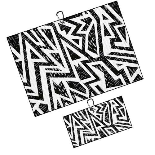 Volt Pattern Golf Towel for Golf Bags Carts Volts Golf Towels with Clip White Black Waffle Towels Cleaning Cloth 2 Packs for Men Golfer Accessories, Birthday Father's Day Present - color: White Black
