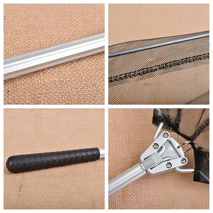 Aluminum Triangle Mini Fly Fishing Landing Net - Foldable Hand Fishing Net with Ergonomic Handle for Anglers