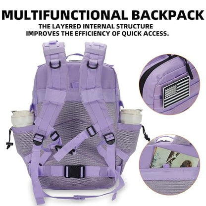 Lovelinks21 25L Tactical Backpack for Men and Women Military Backpack Small Assault Pack Molle Backpack Bug Out Bag Travel Rucksack Daypack (Light Purple) - color: Light Purple
