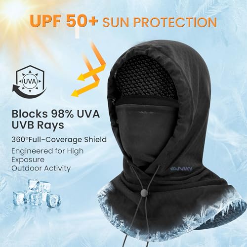 YANIKY Summer Cooling Balaclava with Breathable Holes, Sun UV Protection Face Mask for Running, Cycling, Fishing, Men & Women - color: Houndstooth Black & Camo Blue