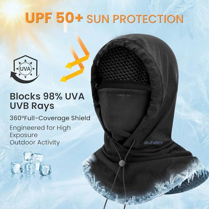 YANIKY Summer Cooling Balaclava with Breathable Holes, Sun UV Protection Face Mask for Running, Cycling, Fishing, Men & Women - color: Houndstooth Black & Camo Blue