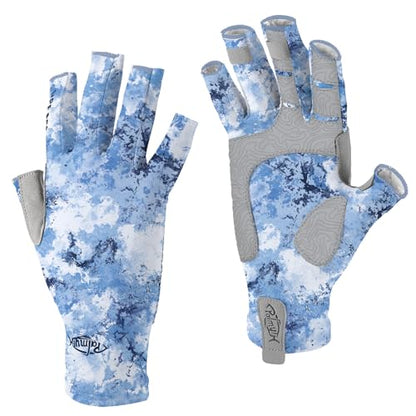 Palmyth UV Protection Fishing Fingerless Gloves UPF50+ Sun Gloves Men Women for Kayaking, Hiking, Paddling, Driving, Canoeing, Rowing - color: Blue Mist, size: X-Small