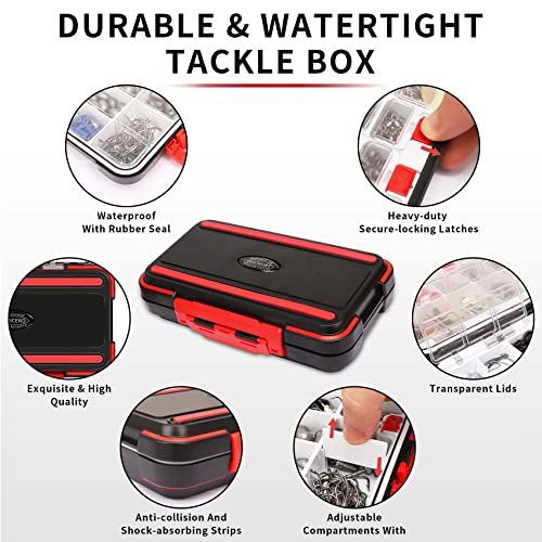 TRUSCEND Complete Fishing Accessories - Tackle Box with Tackle Included, Fishing Hooks, Jig Heads, Sinkers, Weights, Swivels, Snaps, Bobbers, Leaders - Fishing Gear Set for Bass Trout Panfish Walleye - color: C-408pcs Premium Kit