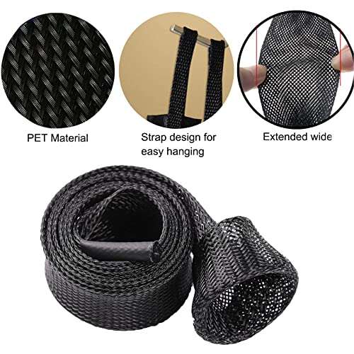 8 Pack Fishing Rod Socks Sleeves, 67 Inches Braided Mesh Rod Protector Cover for Casting/Spinning/Fly/Sea Fishing Rods (Black)