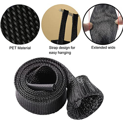 8 Pack Fishing Rod Socks Sleeves, 67 Inches Braided Mesh Rod Protector Cover for Casting/Spinning/Fly/Sea Fishing Rods (Black)